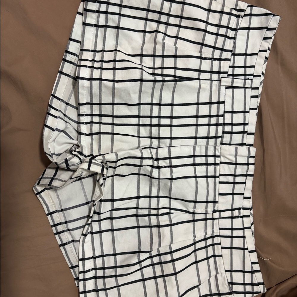 ANA White and Black Plaid Shorts